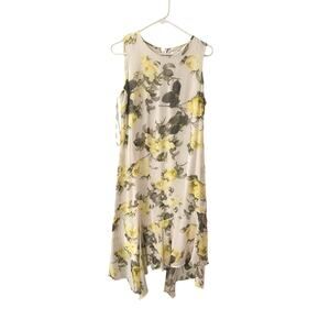 Cavin Klein Women’s Size 10 Sleeveless Flowy Yellow Floral Springs Dress Summer